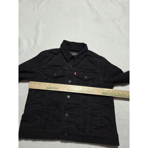 Levis Strauss Denim Jacket Womens Small Petite Black Trucker Button Up Classic - Picture 8 of 9